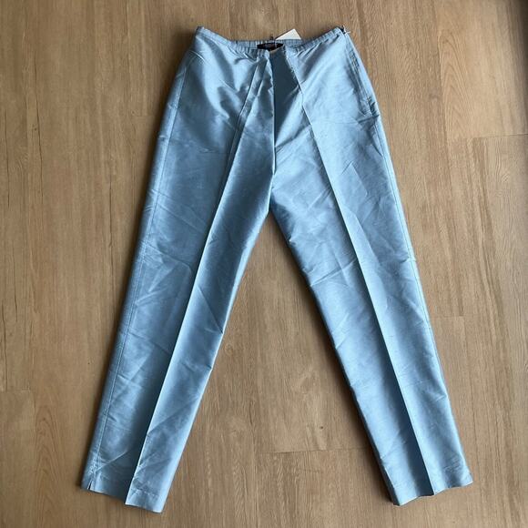 VTG NWT Dead Stock Karen Kane Raw Dupioni Silk ice blue office siren pants sz 8 - Picture 1 of 14